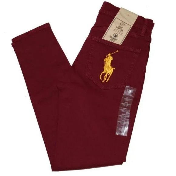 NWT Polo Ralph Lauren Women's Tompkins Big Pony Skinny High Rise Ankle Dye Jeans - Picture 1 of 7